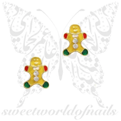 3D Christmas Nail Decoration Charms Gingerbread man / 2pcs