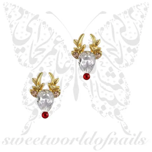 3D Christmas Reindeer Nail Decoration Charms / 2pcs