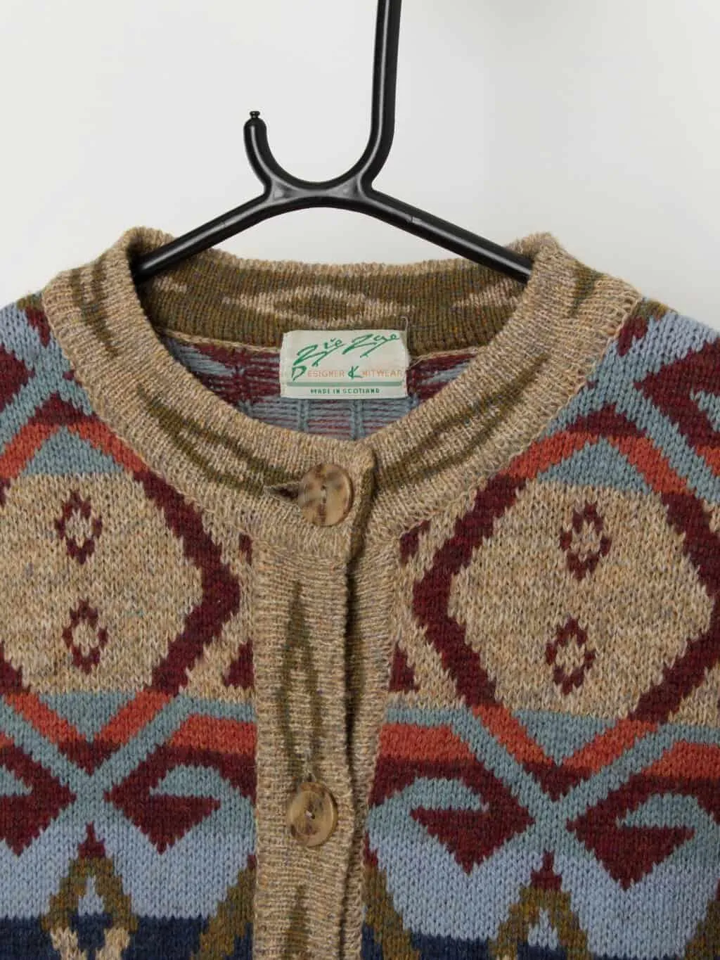 80s vintage zig zag cardigan, longline – Medium / Large