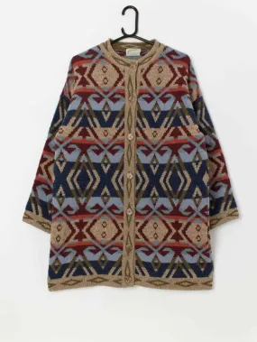 80s vintage zig zag cardigan, longline – Medium / Large