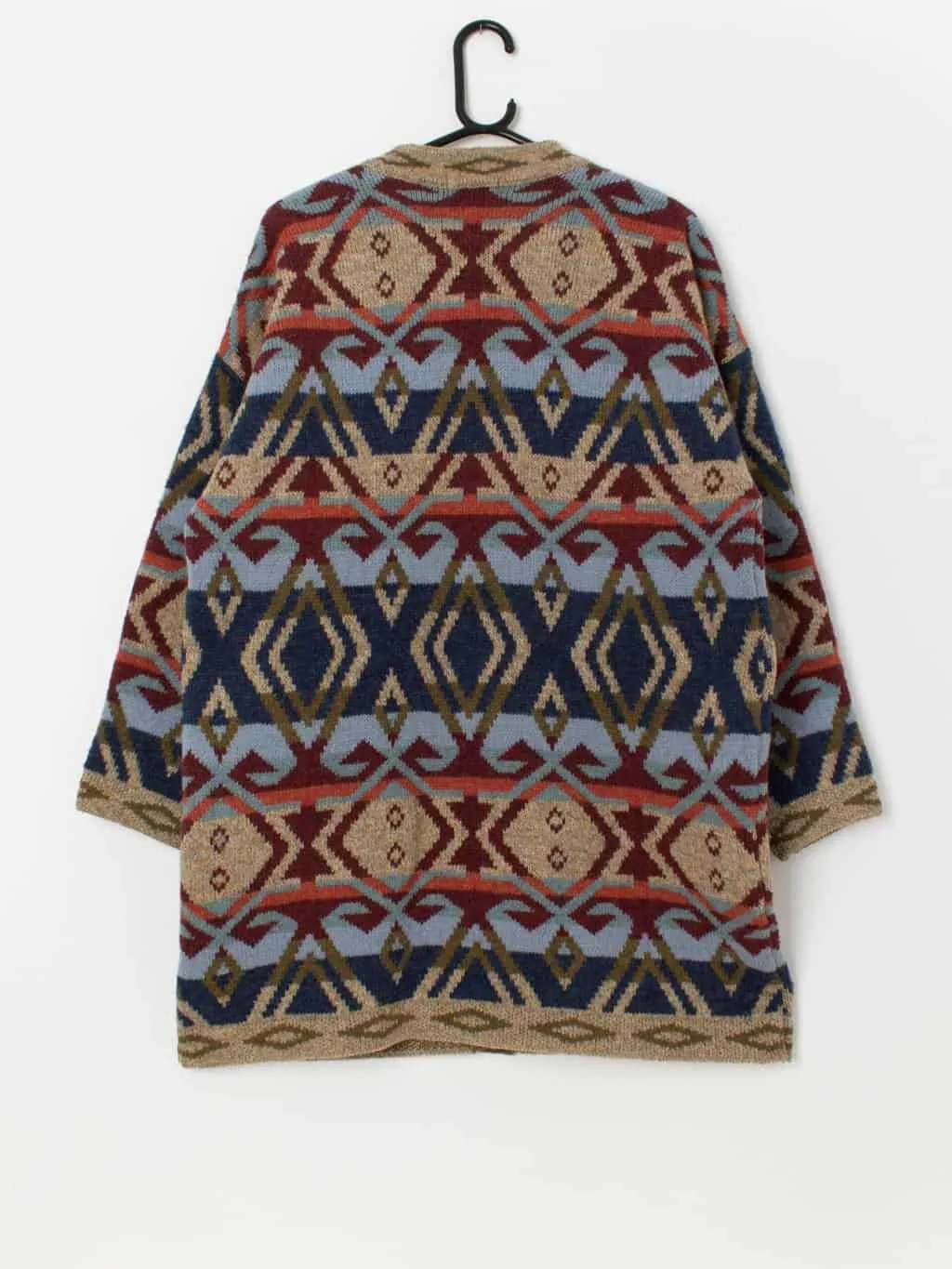 80s vintage zig zag cardigan, longline – Medium / Large