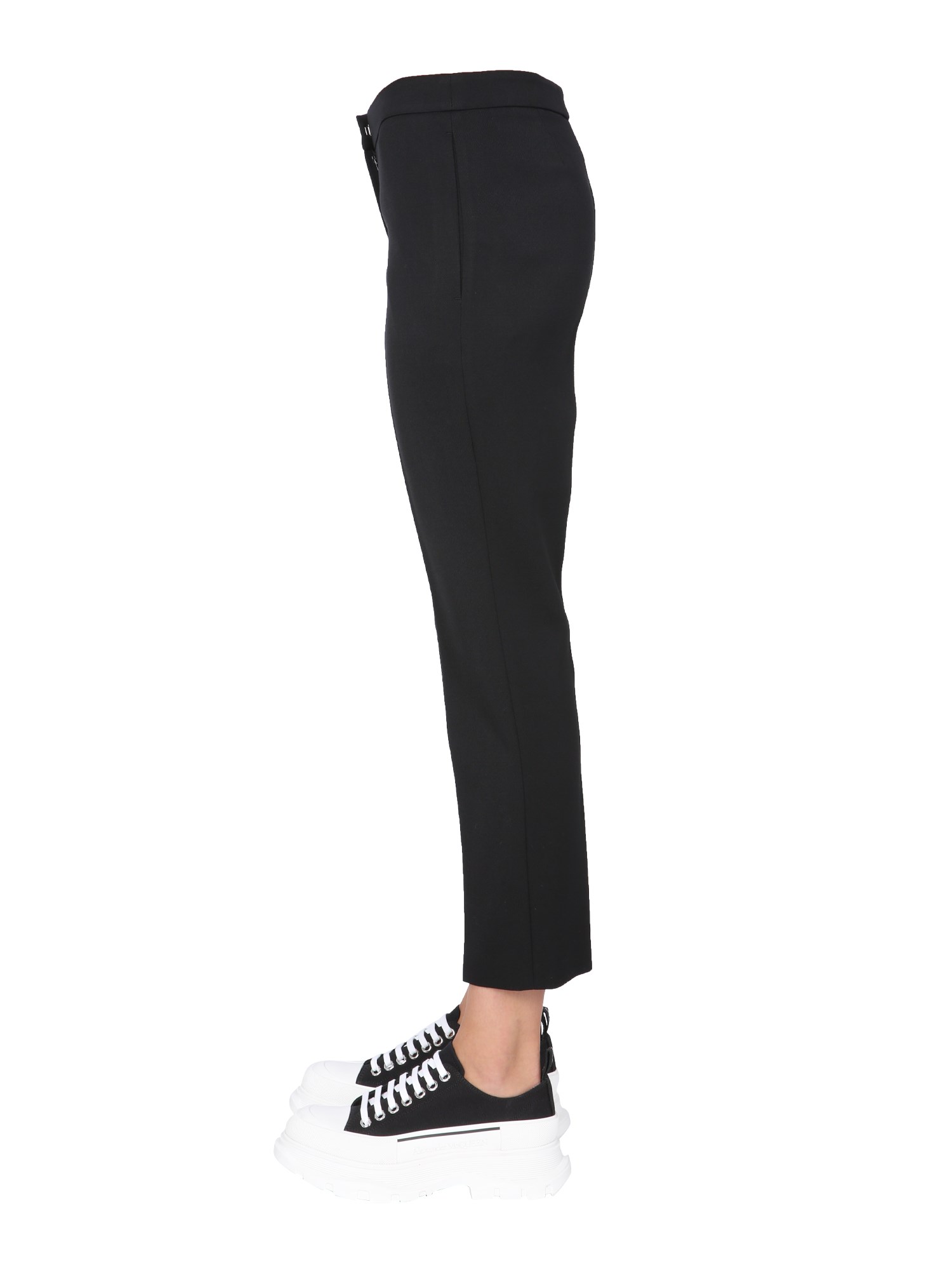 ALEXANDER McQUEEN    CROPPED STRAIGHT LIGHT WOOL TROUSERS