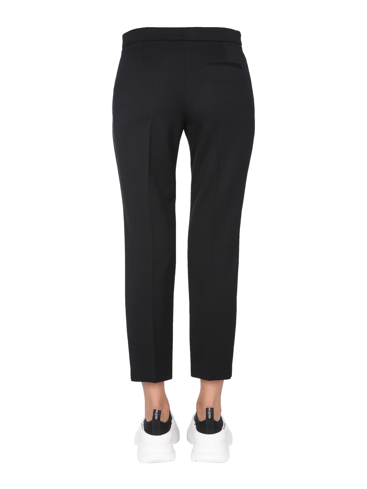 ALEXANDER McQUEEN    CROPPED STRAIGHT LIGHT WOOL TROUSERS