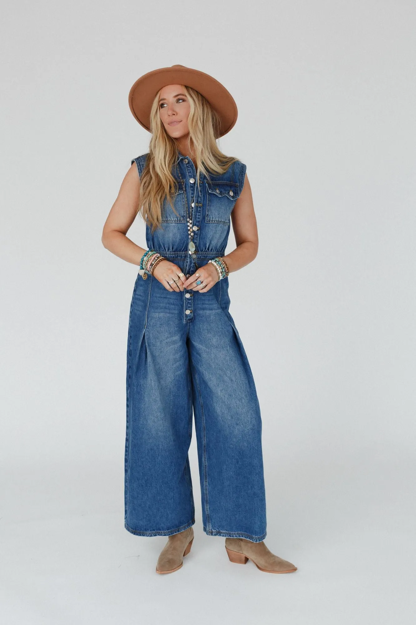 All Star Denim Jumpsuit - Medium Wash