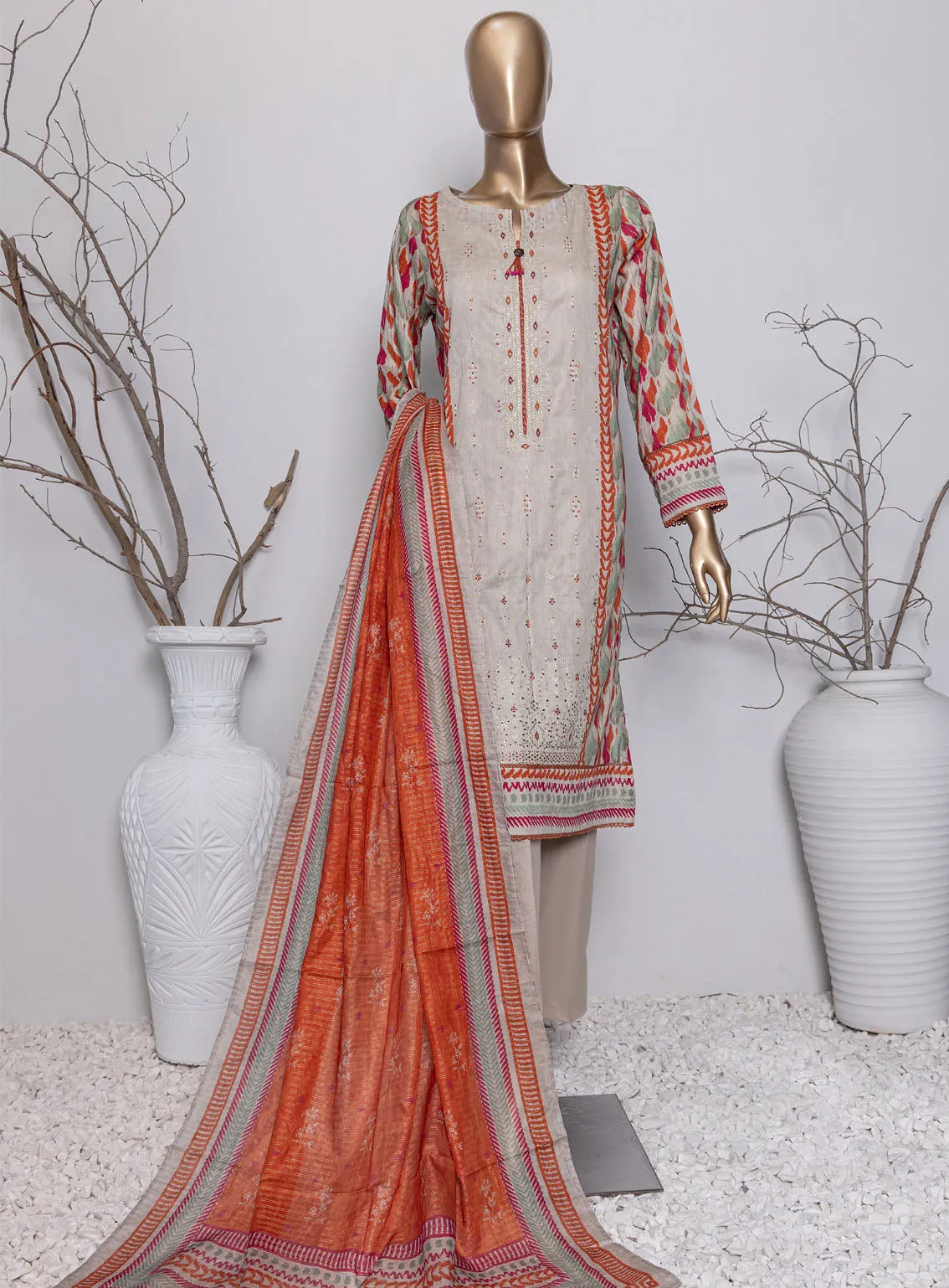 Asasa By HZ Textile Digital Embroidered Lawn 3 Piece Unstitched Suit HZ24AV4 AEL-65