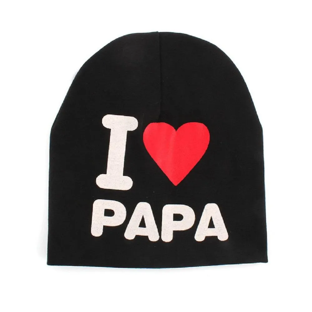 Baby Boy I LOVE PAPA Pattern Girl Cotton Warm Beanie Hats Caps