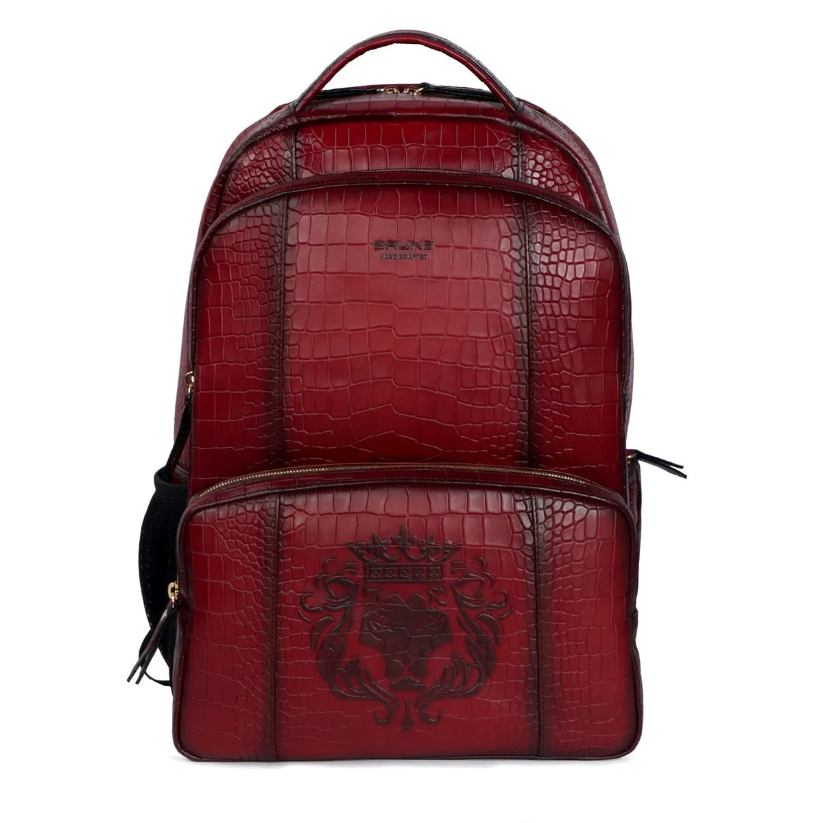 Backpack Wine Deep Cut Croco Textured Leather