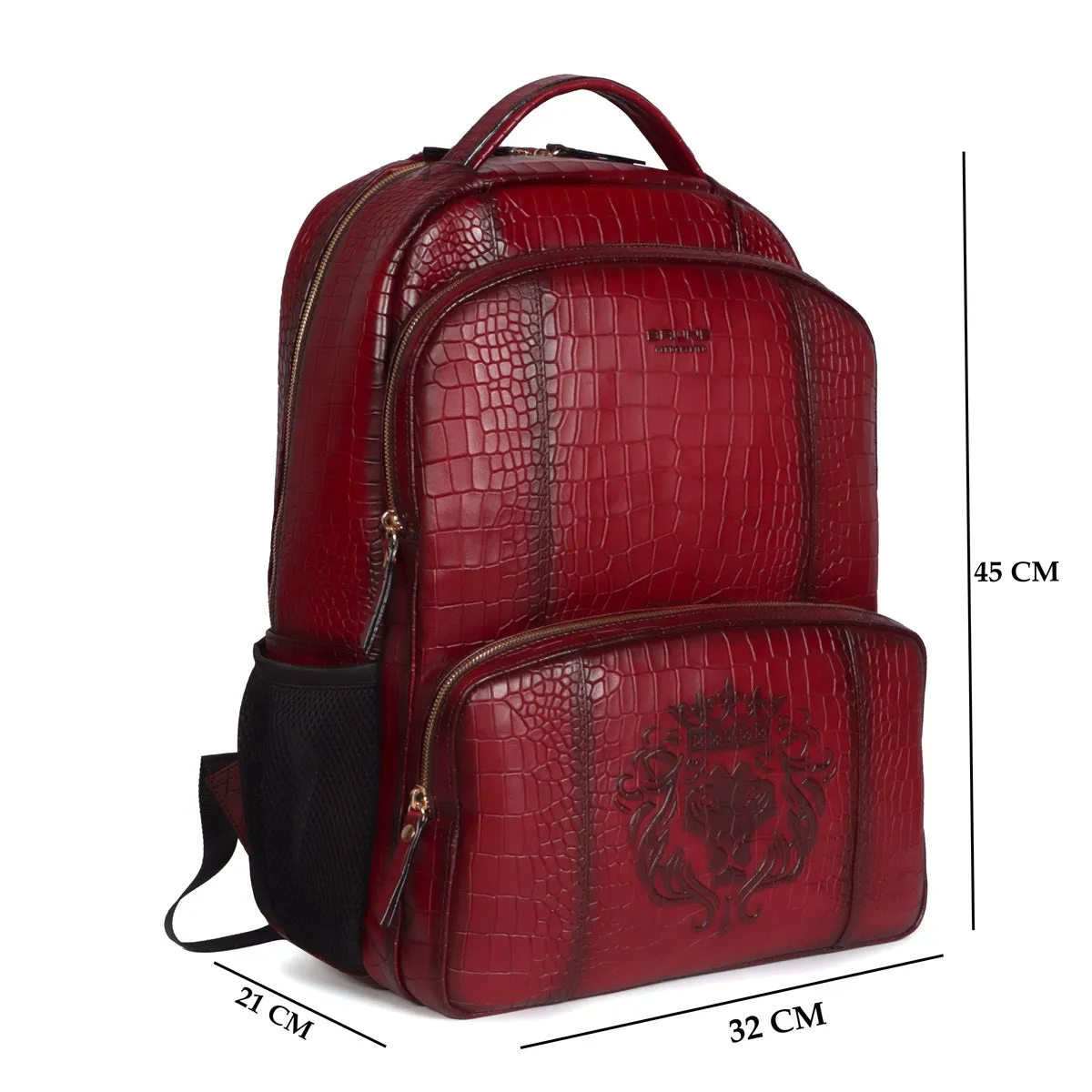 Backpack Wine Deep Cut Croco Textured Leather