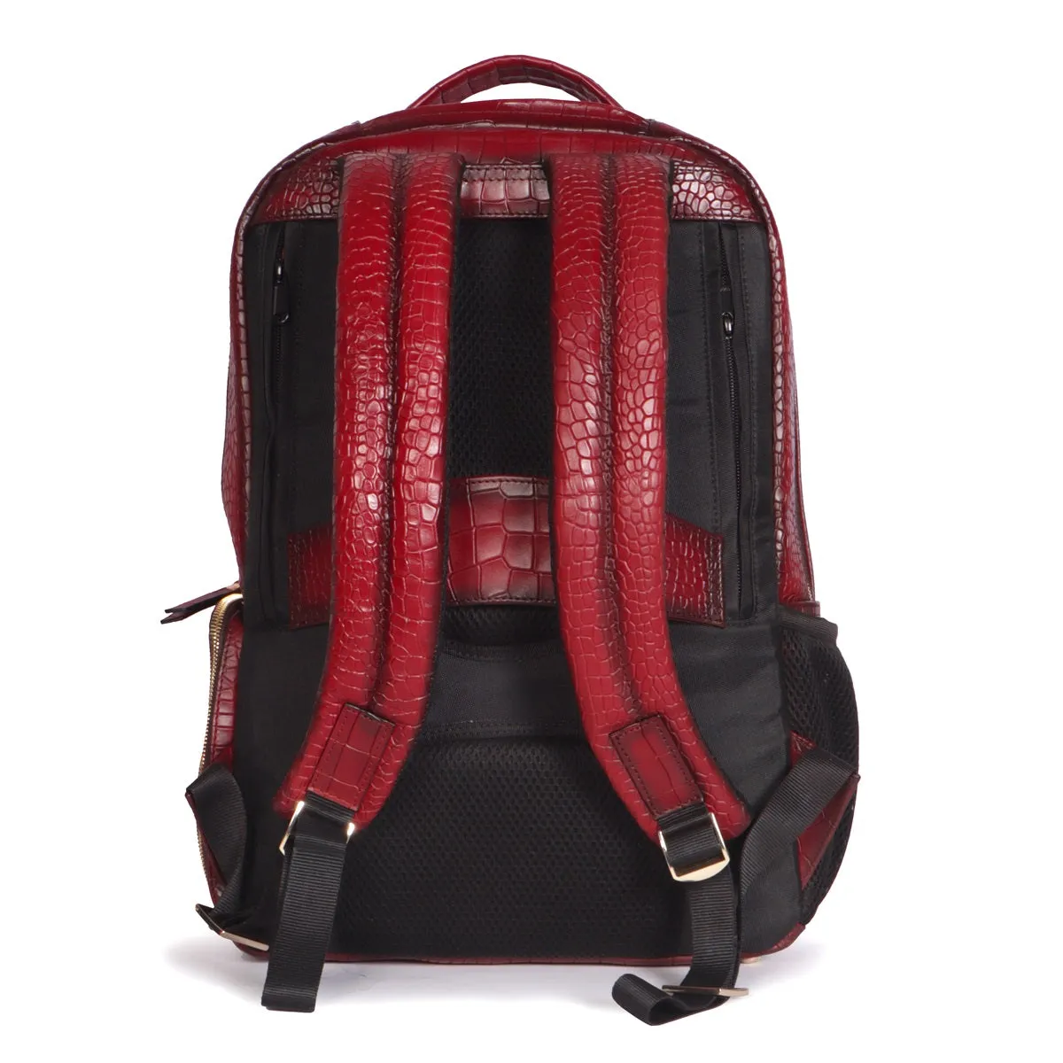 Backpack Wine Deep Cut Croco Textured Leather