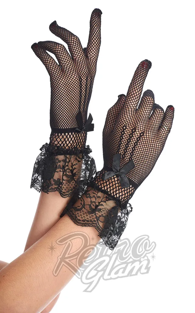 Banned Amal Fishnet Gloves in Black or White