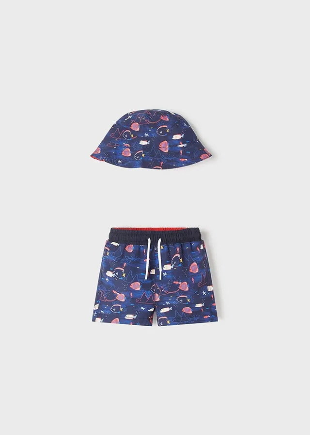 bathing suit and hat set for baby boy - Watermelon