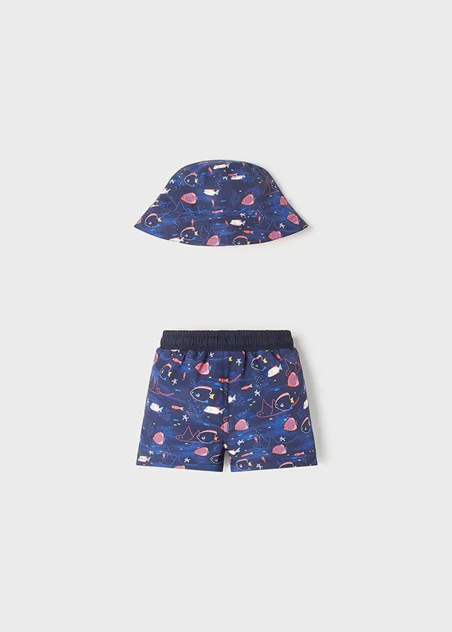 bathing suit and hat set for baby boy - Watermelon