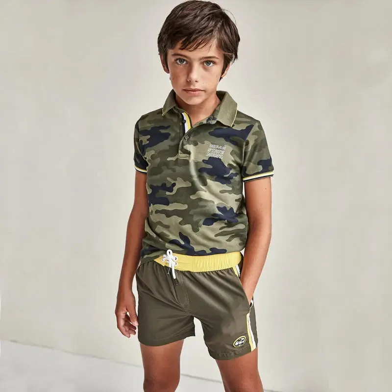 Bathing Suit With Contrast for Teen Boy Green