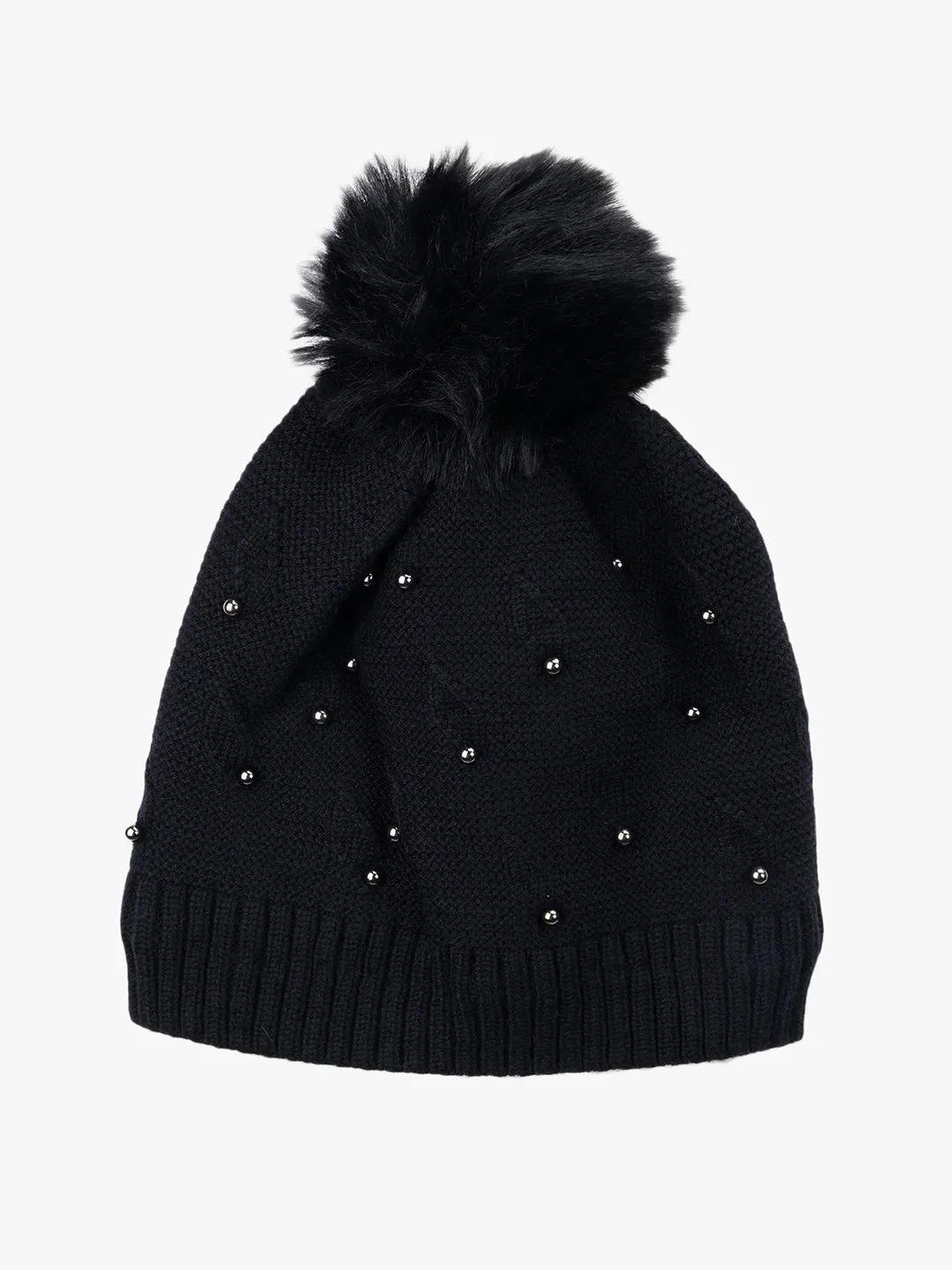 Beanie With Fur Pom Pom