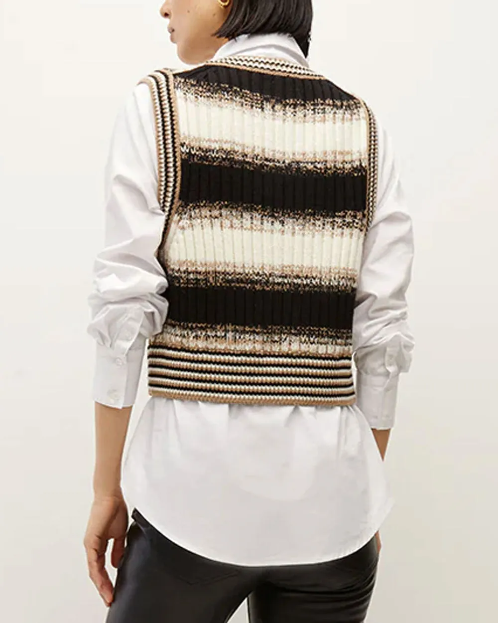 Black Mixed Knit Spear Top