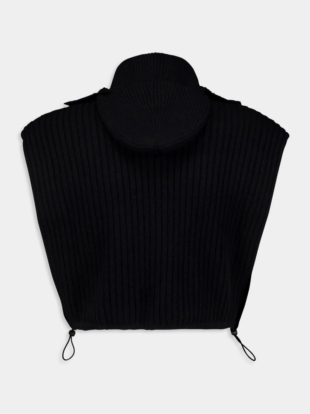 Black Wool Blend Hooded Sweater