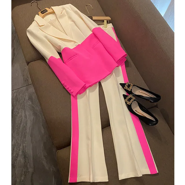 Blazer Pantsuits Two Piece Set Back to  Office Blazer + Pants Formal Suit