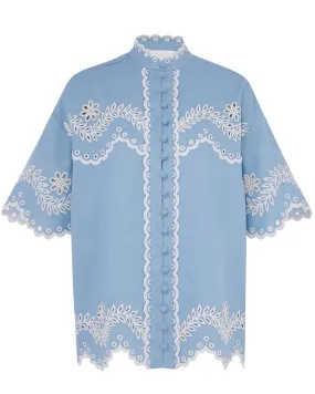 Blue Embroidered Junie Shirt