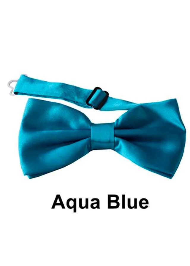 Boys Aqua Blue Satin Bow Tie (10cm)