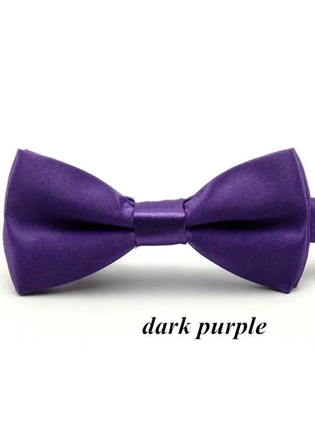 Boys Dark Purple Satin Bow Tie (10cm)