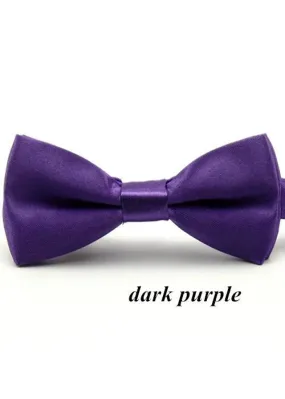 Boys Dark Purple Satin Bow Tie (10cm)