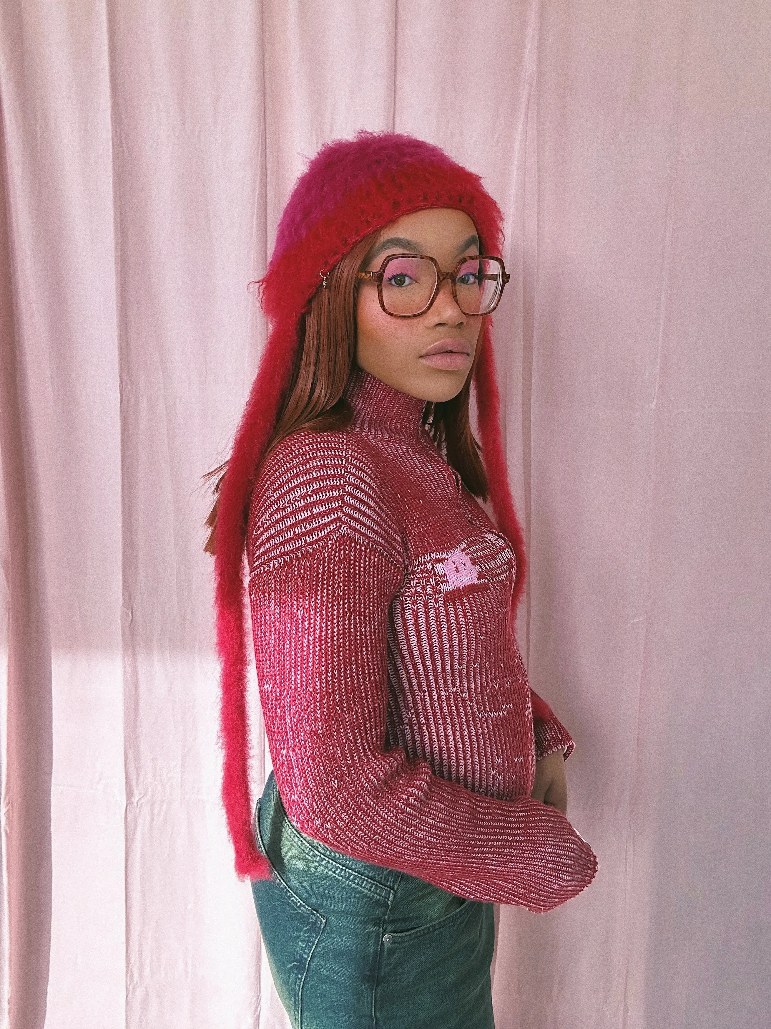 (Brand New) Red and Pink Zipper Cardigan - MADE TO ORDER