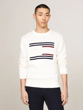 Cable Knit Stripe Flag Relaxed Jumper | Knitwear | Tommy Hilfiger