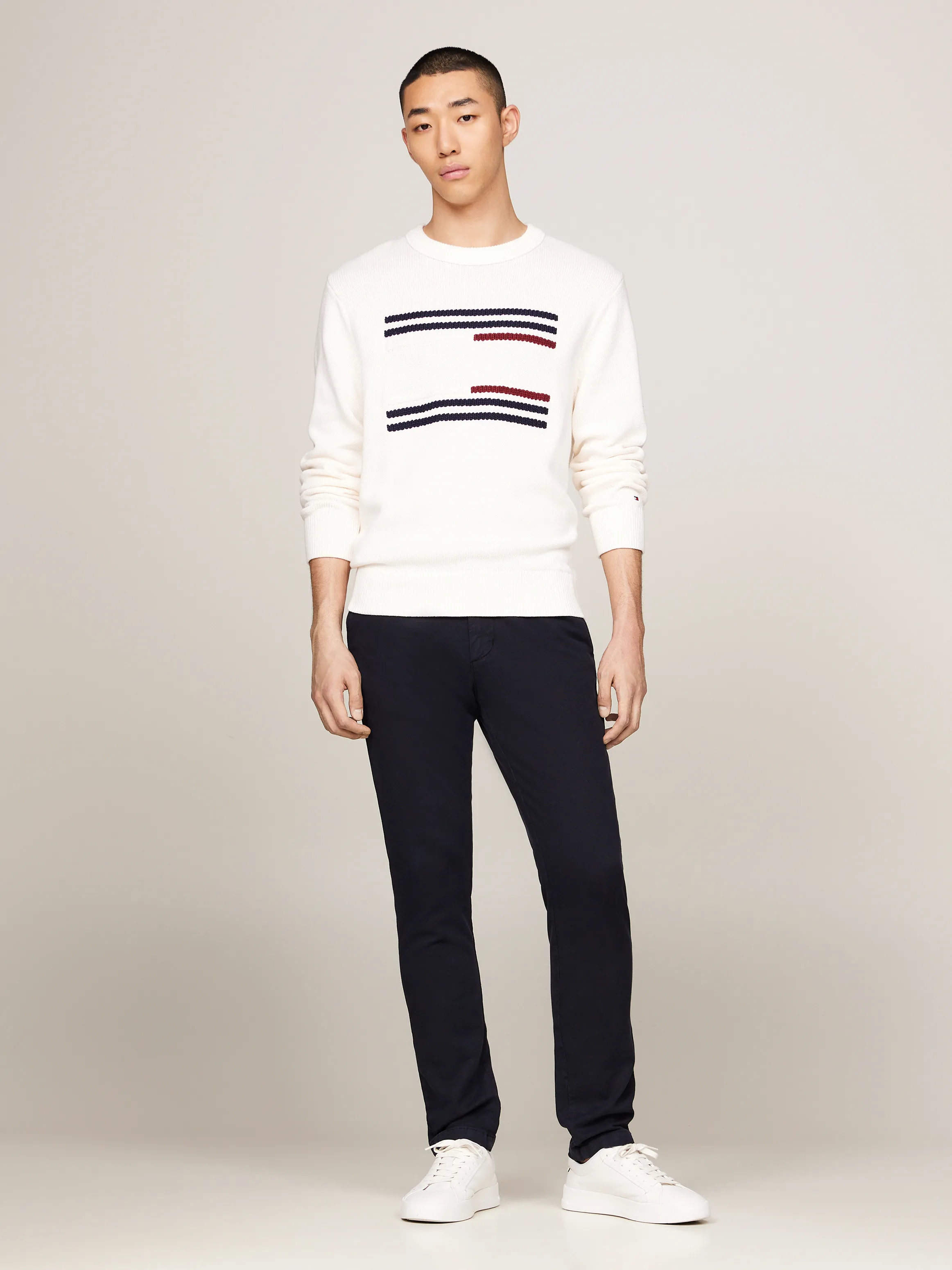 Cable Knit Stripe Flag Relaxed Jumper | Knitwear | Tommy Hilfiger