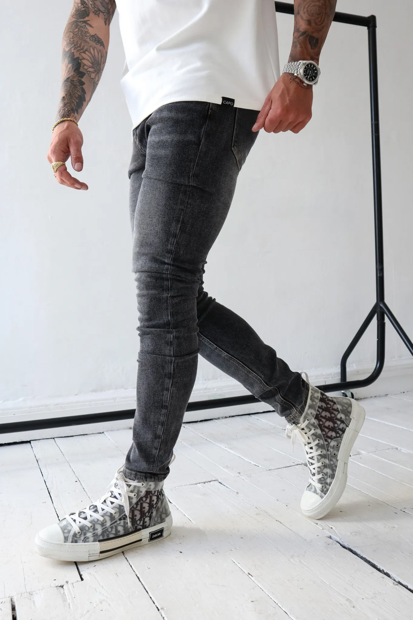 Capo Slim Fit Denim Jeans - Washed Black