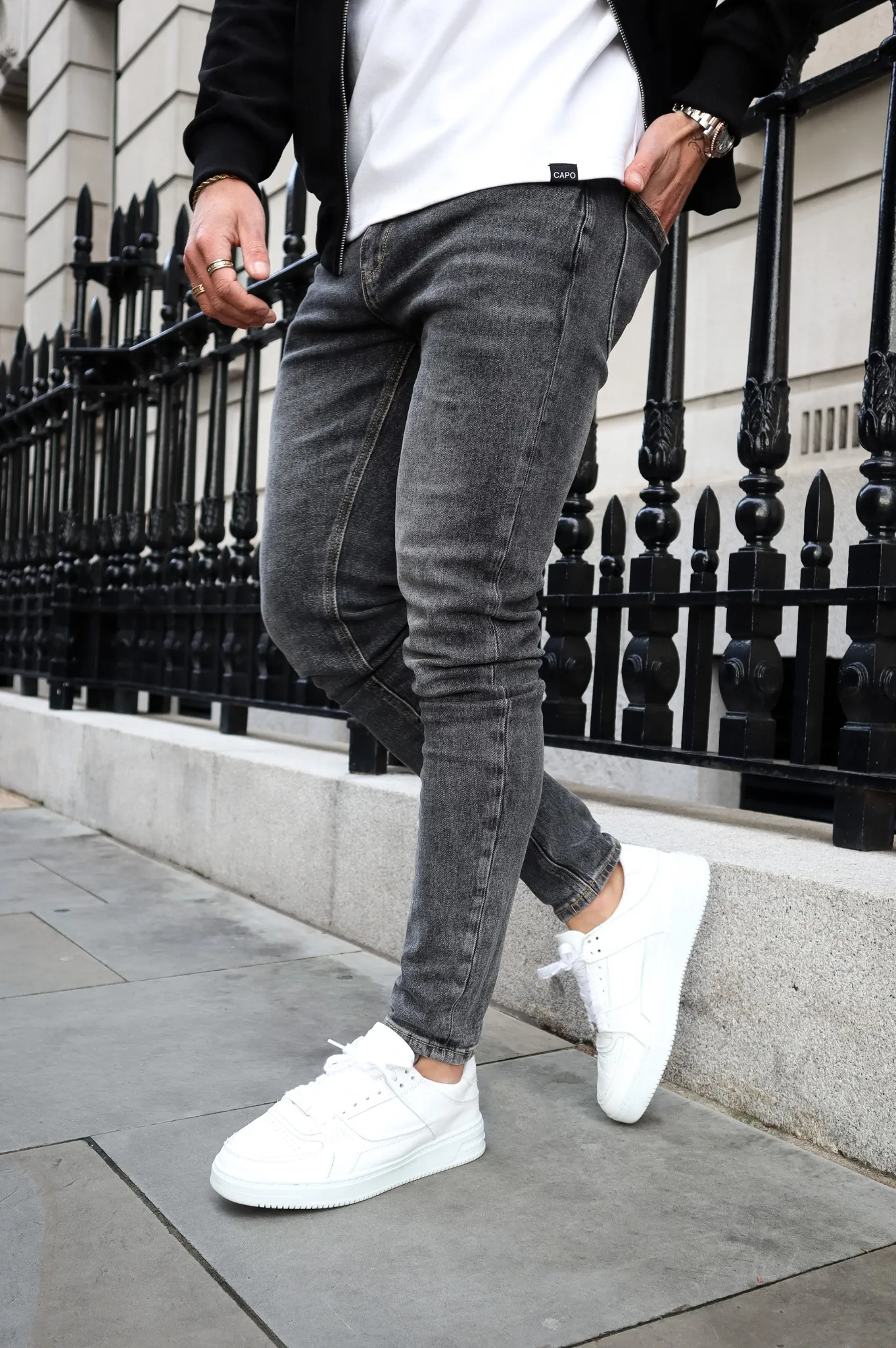 Capo Slim Fit Denim Jeans - Washed Black