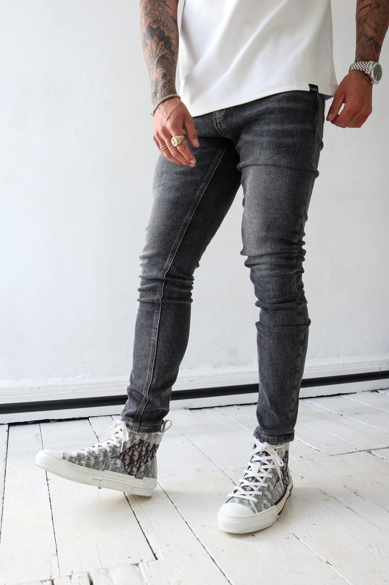 Capo Slim Fit Denim Jeans - Washed Black