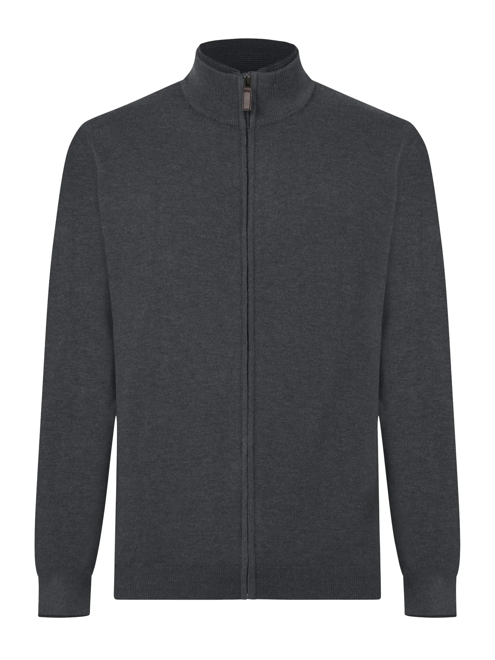 Cardigan collo alto con zip in filato Sport Wool - Ardesia