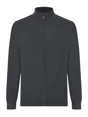 Cardigan collo alto con zip in filato Sport Wool - Ardesia