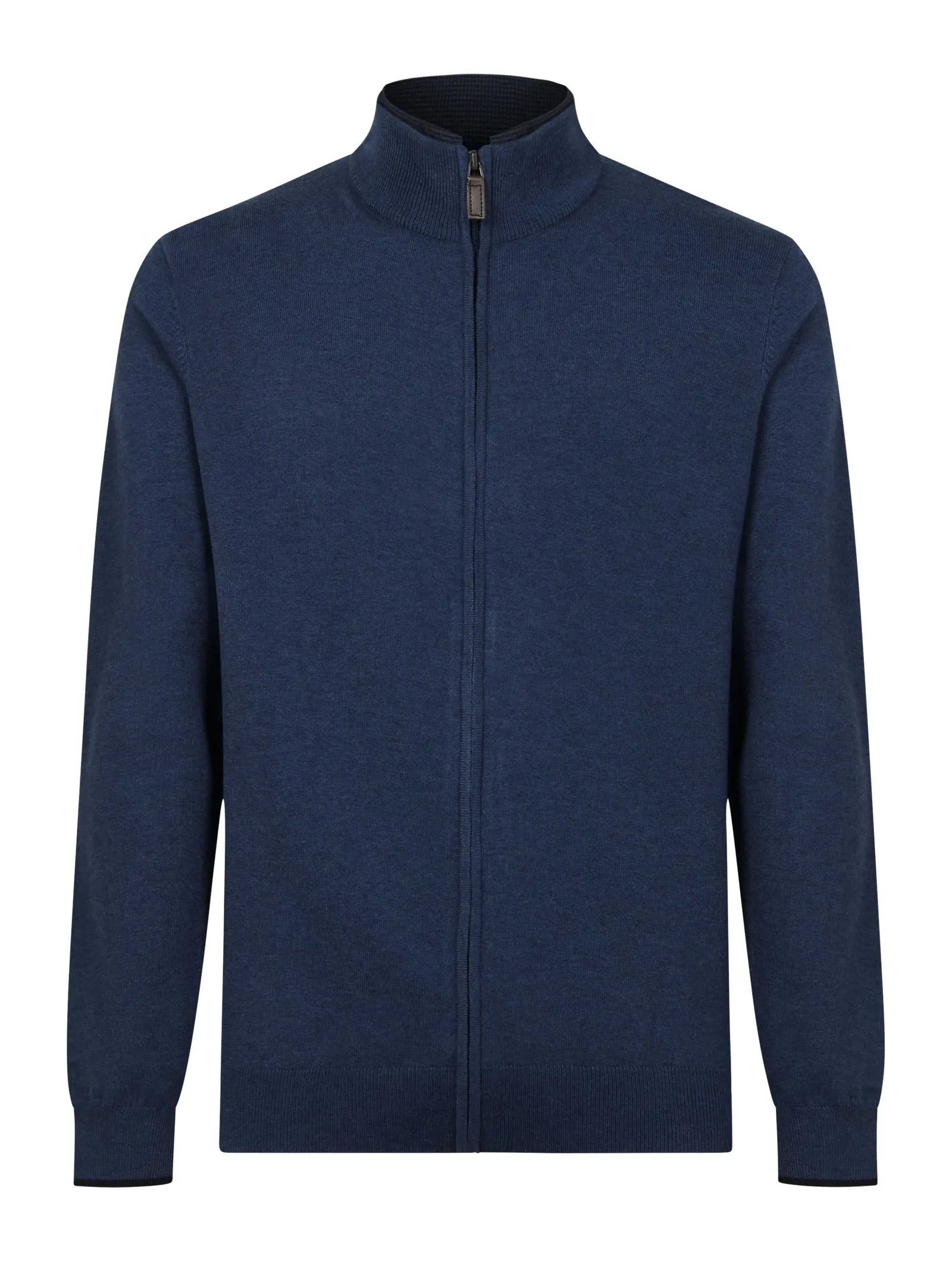 Cardigan collo alto con zip in filato Sport Wool - Aviazione