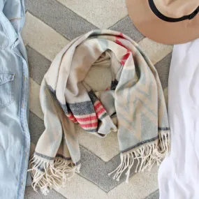 Chevron Fringe Blanket Scarf