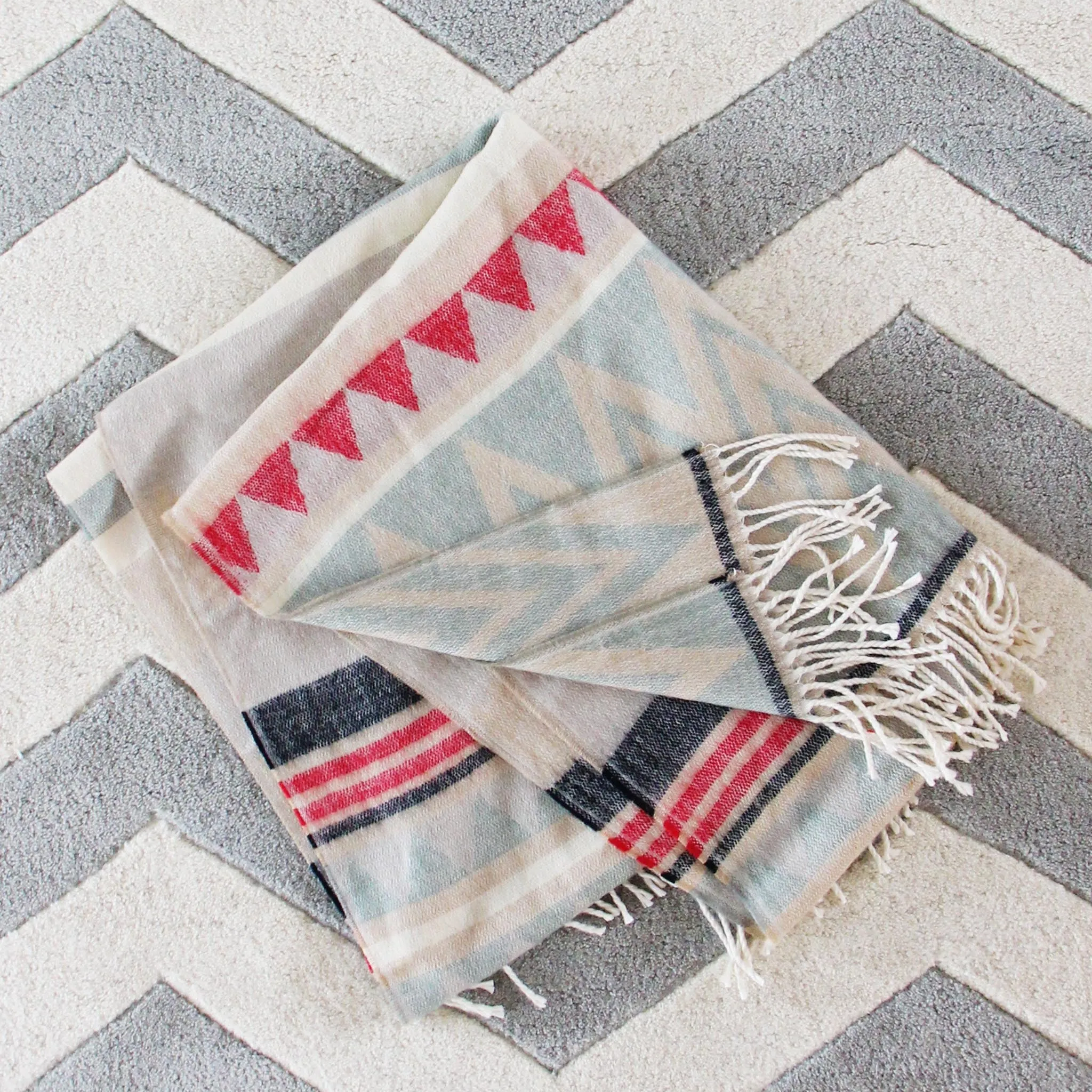 Chevron Fringe Blanket Scarf