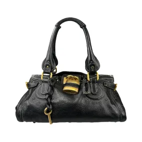 CHLOE BLACK LEATHER PADDINGTON BAG 3HF8-0