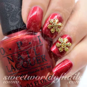 Christmas Nails 3D Gold Snowflake Charms / 2pcs