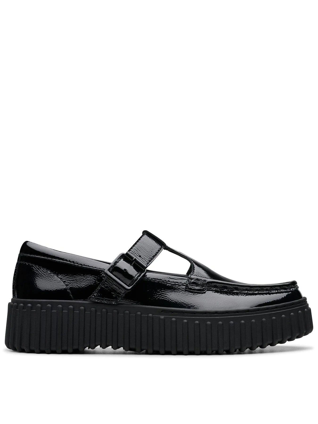 Clarks Torhill Bar Flat Shoe - Black Pat