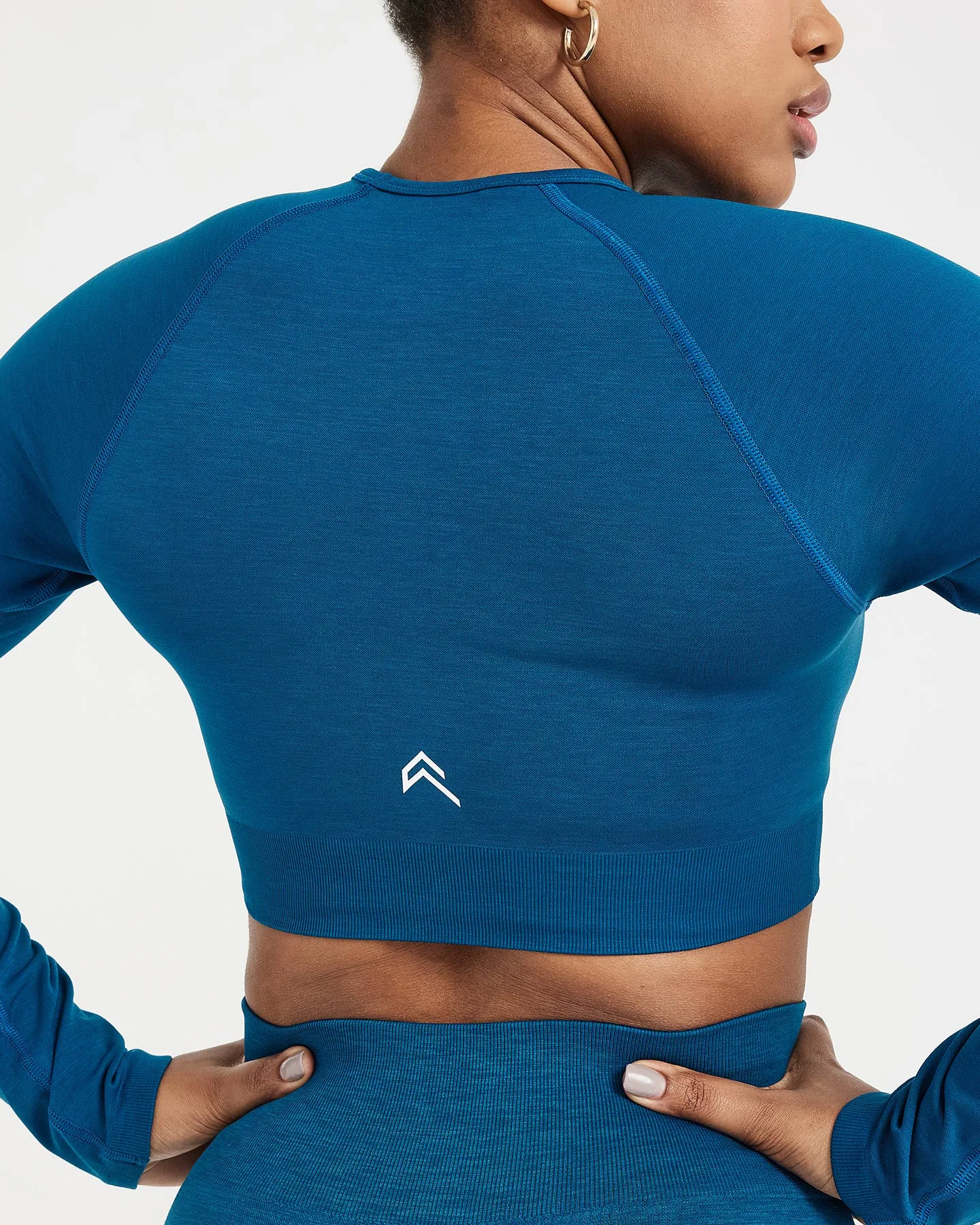 Classic Seamless 2.0 Long Sleeve Crop Top | Petrol Blue Marl