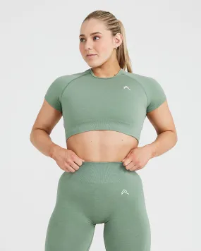 Classic Seamless 2.0 Short Sleeve Crop Top | Sage Marl