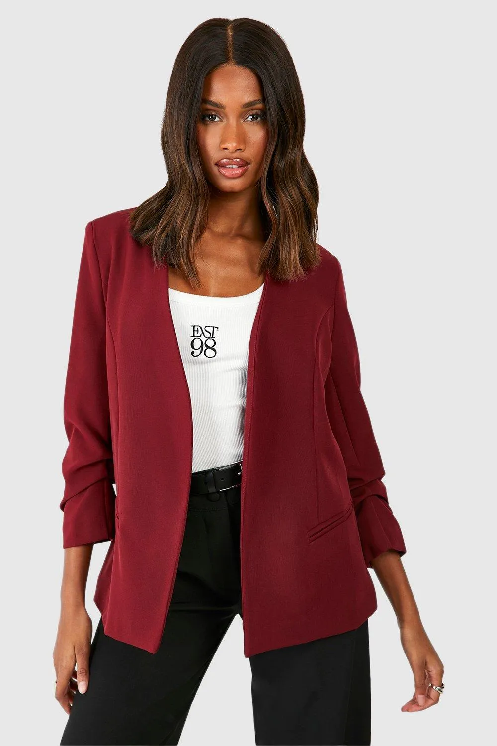 Collarless Fitted Blazer