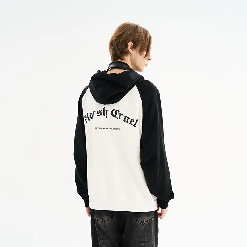 Colorblock Sleeves Gothic Logo Hoodie