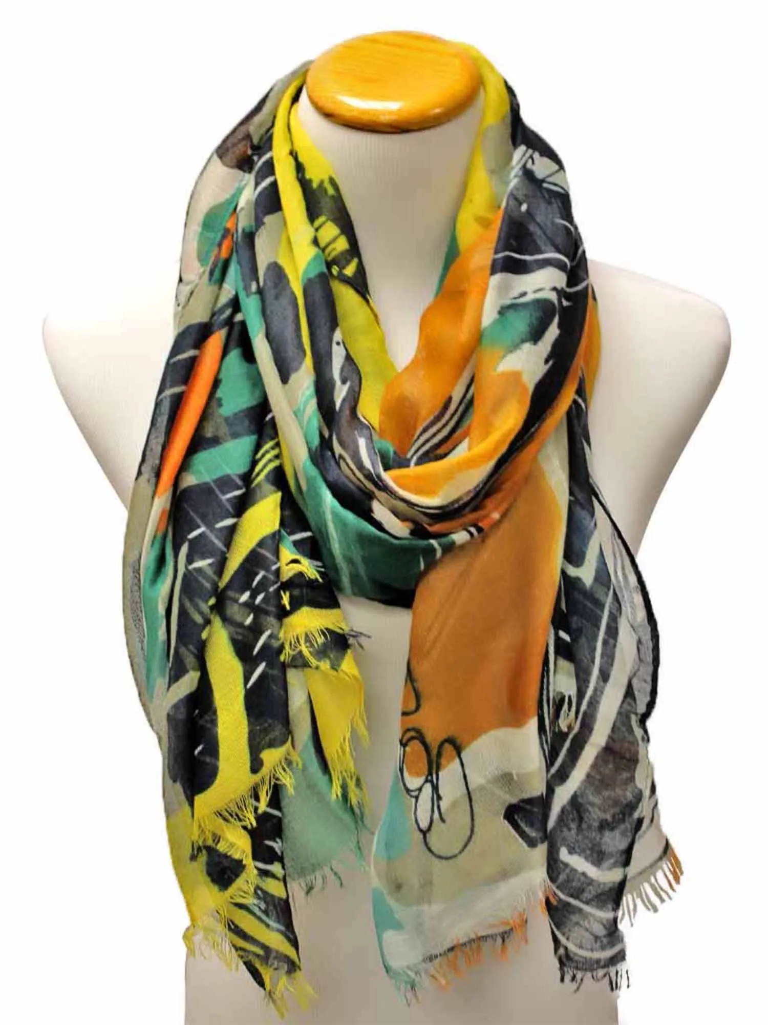 Colorful Art Deco Print Long Scarf