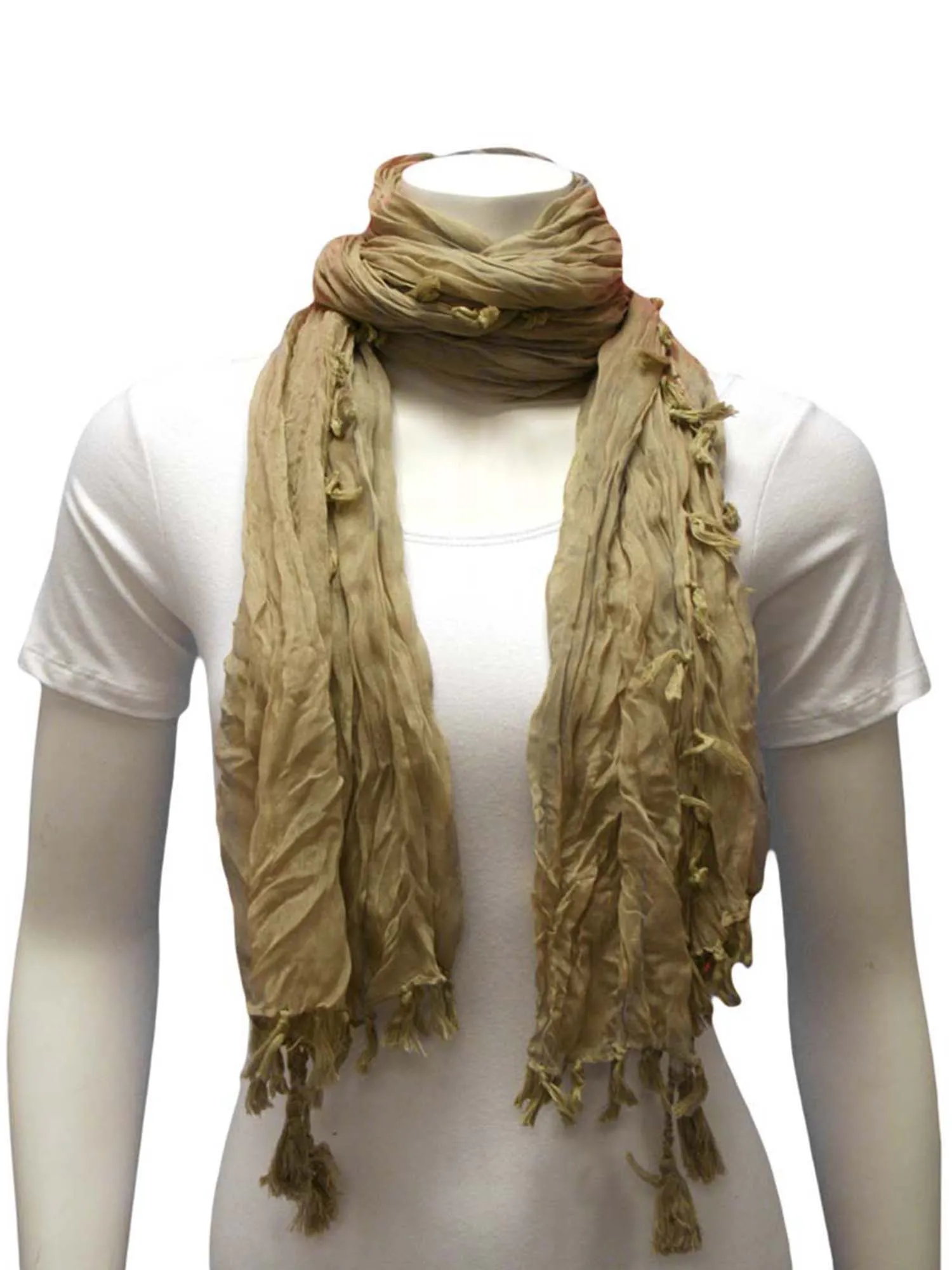 Crinkled Tassel Scarf Shawl