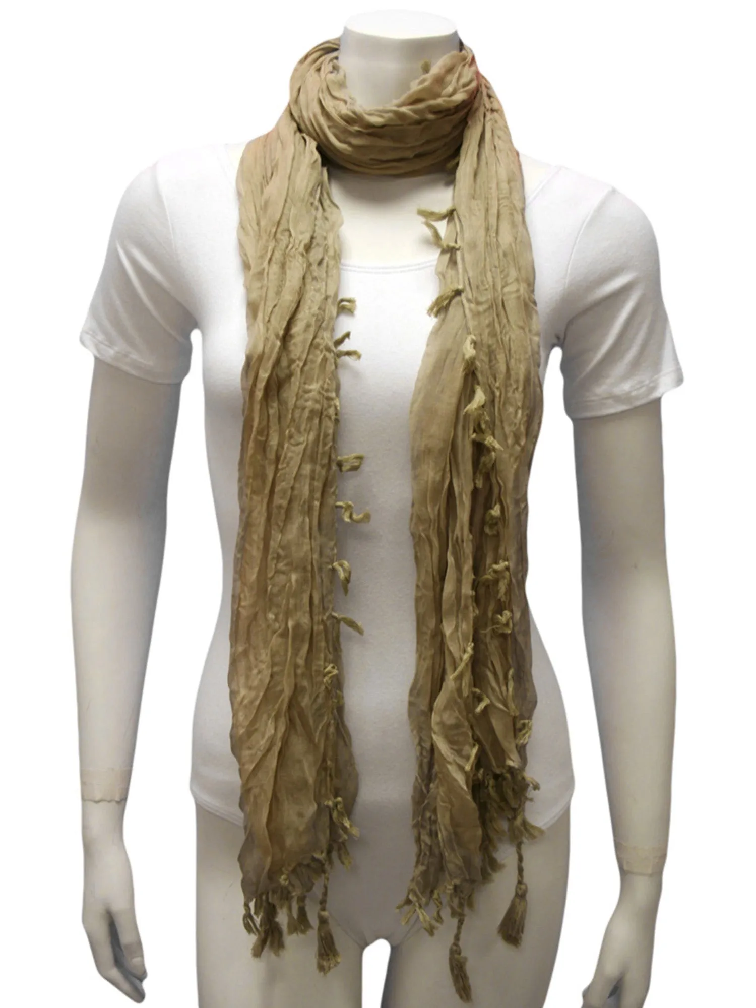 Crinkled Tassel Scarf Shawl