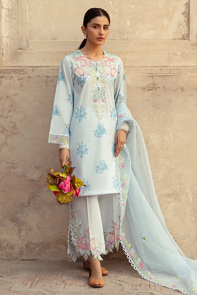 Cross Stitch Premium Embroidered Lawn Unstitched 3Pc Suit D-13 Dawn Mist