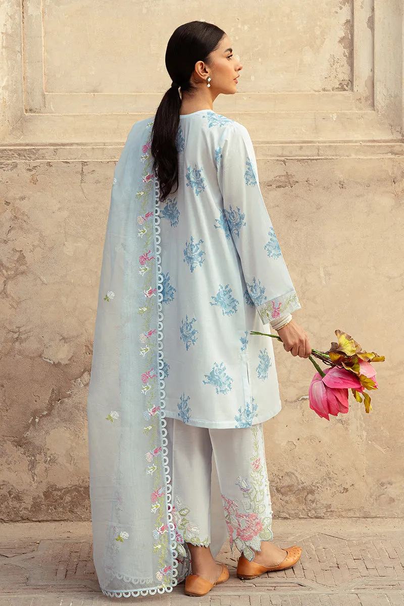 Cross Stitch Premium Embroidered Lawn Unstitched 3Pc Suit D-13 Dawn Mist