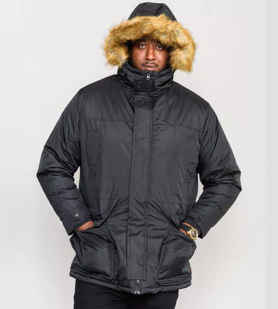 D555 Big Mens Parka Style Jacket With Detachable Fur Trim (LOVETT)