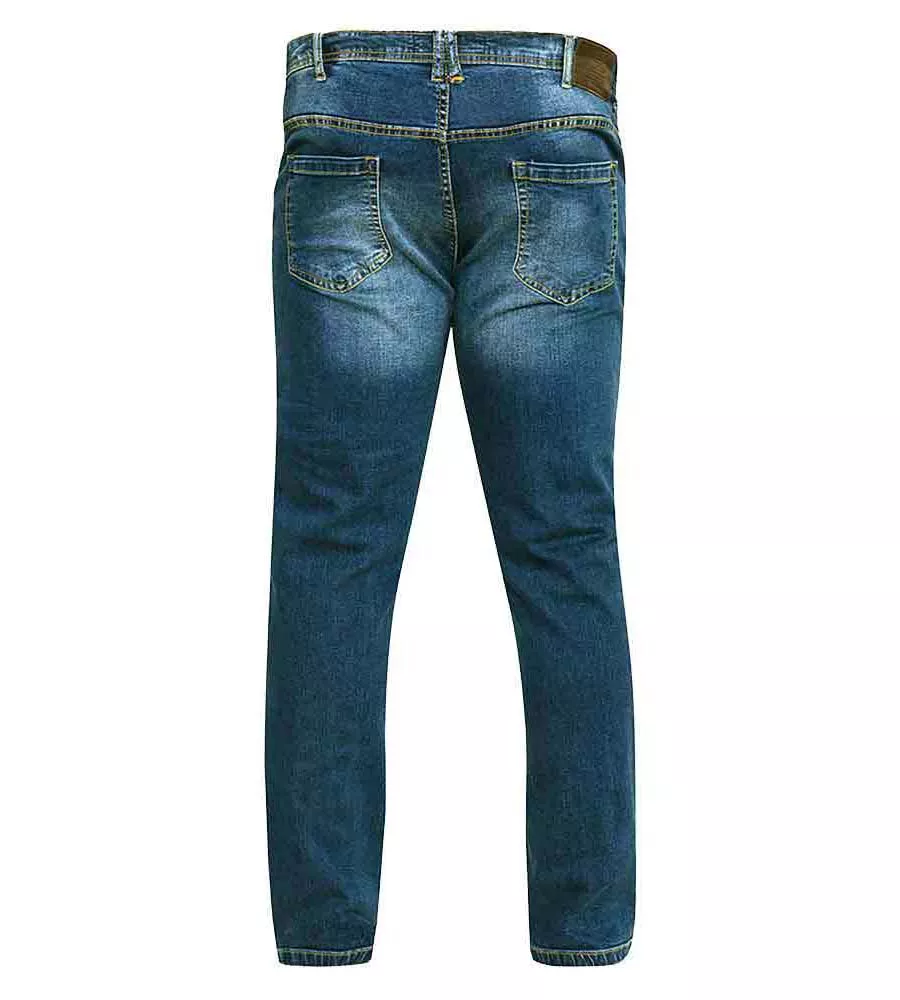 D555 Big Mens Tapered Fit Stretch Jeans in Dark Blue Stonewash (AMBROSE-KS)